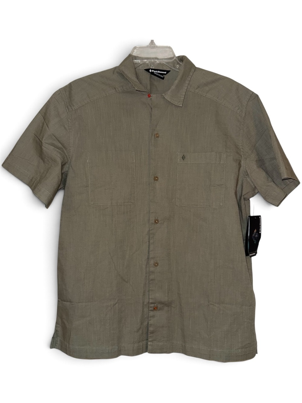NWT Men’s Black Diamond Cotton Linen Short Shirt, Size Medium, ‘Pine Smoke’